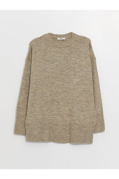 LC Waikiki Oversize dámský pletený svetr Crew Neck Plain Long Sleeve Oversize