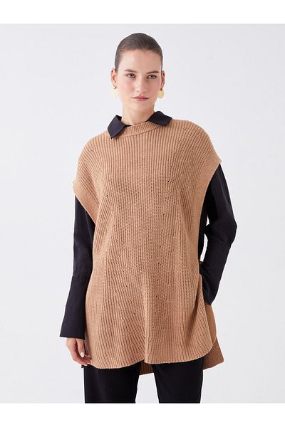 LC Waikiki Fahrradkragen Flach Oversize Damen Strick Saugnapf