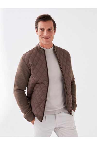 LC Waikiki Men's Knitwear Cardigan - Standard Fit, Stand Collar