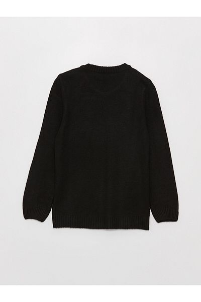 LC Waikiki Dámská pletená tunika s dlouhým rukávem s potiskem Crew Neck