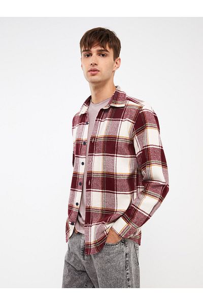 LC Waikiki Kockovaná vzorovaná pánska košeľa s dlhým rukávom Regular Fit