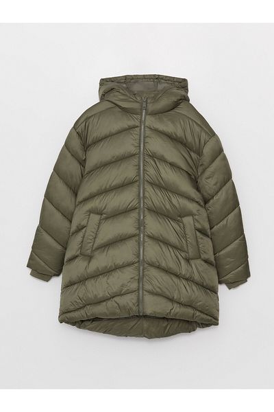 LC Waikiki Dámská oversize bunda s rovným dlouhým rukávem a kapucí