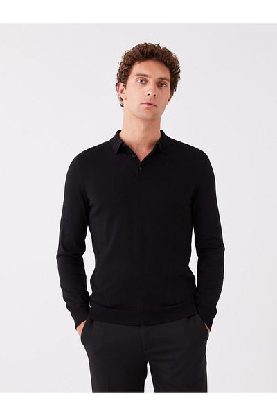 LC Waikiki Men's Knitwear Sweater - Polo Collar, Long Sleeve