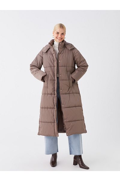 LC Waikiki Dámský obyčejný puffer kabát s kapucí