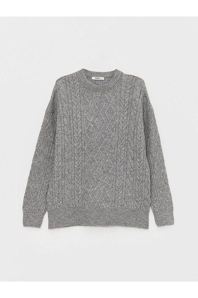 LC Waikiki Long Sleeve Crew Neck Patterned Women's Knitwear Sweater