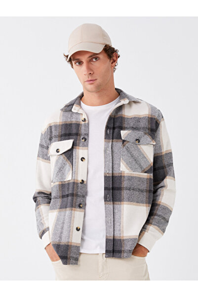 LC Waikiki Regular Fit Uzun Kollu Ekose Erkek Gömlek Ceket