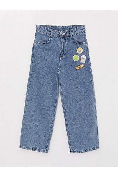 LC Waikiki بنطلون جينز بناتي مطبوع من Wideleg