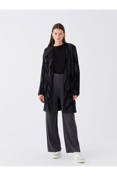 LC Waikiki Shawl Collar Patterned Long Sleeve Women's Knitwear Cardigan