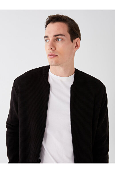 LC Waikiki LCW Casual New Black Standard Mold College Lapel férfi kötöttáru kardigán