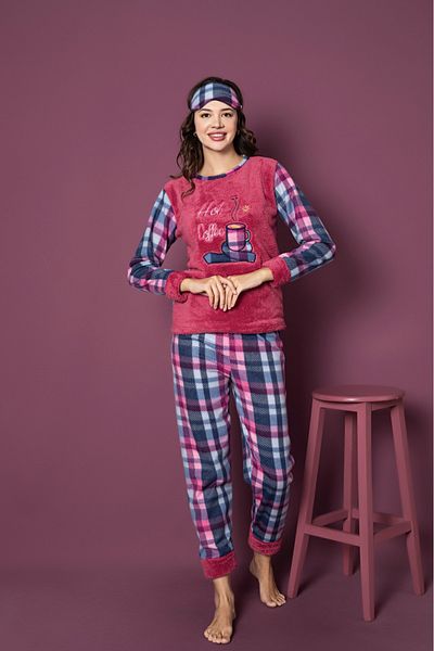 Asel Set de pijamale din lână cu model în carouri pentru damă