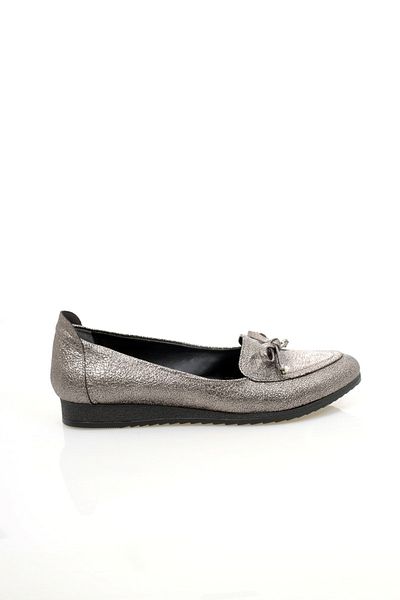 ayakkabiyolla Gray Pearl Ribbon Casual Ballerina Shoes