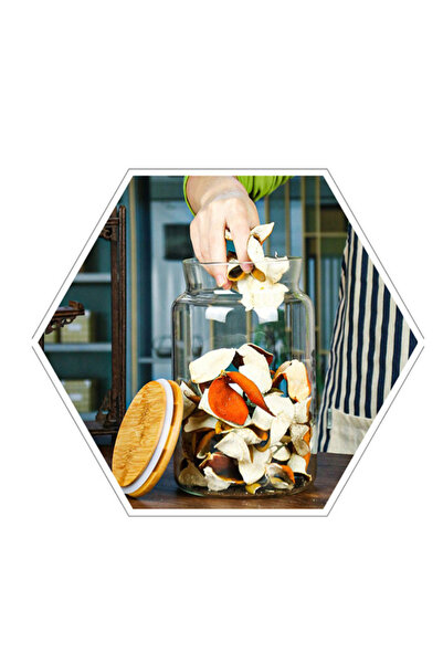 Senin Dükkanın Vacuum Bamboo Glass Jar with Lid 1 Piece 4 Liters