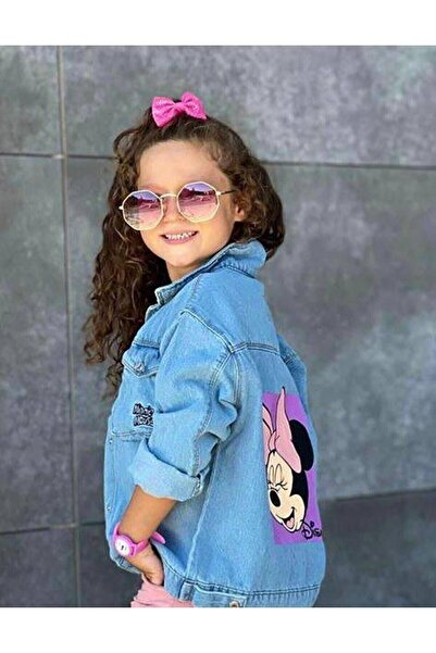 Bambam Minnie Mouse Printed Back Girl's Denim Jacket