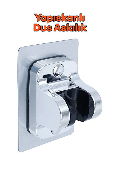 CANERO Krom Kendinden Yapışkanlı 15 Kg Taşıyabilen Nano Duş Başlığı Askısı Ma...