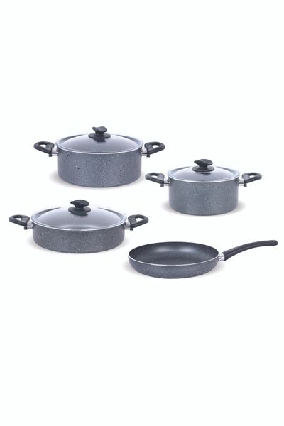 Karaca Biogranite Non-Stick Induction Cookware Set, 7 Piece, Grey - KARACA  UK