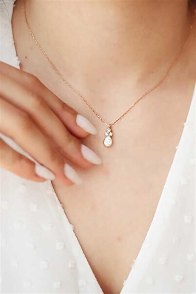 Minamis Silver Minimal Opal Taşlı 925 Ayar Gümüş Kolye