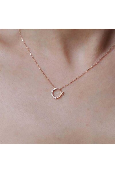 Minamis Silver Minimal Ay Yıldız 925 Ayar Gümüş Kolye