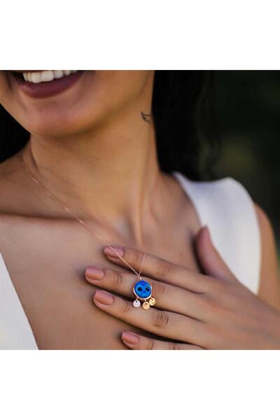 Minamis Silver Yuvarlak Üç Pullu Süryani Gözü Kadın 925 Ayar Gümüş Kolye