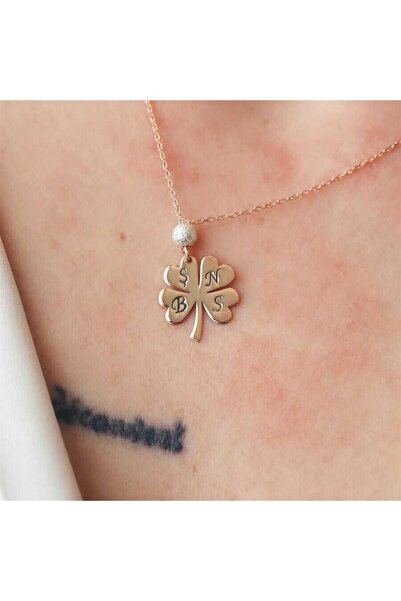 Minamis Silver Dört Yapraklı Harfli Yonca 925 Ayar Gümüş Kolye