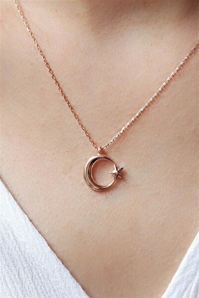 Minamis Silver Minimal Ay Yıldız 925 Ayar Gümüş Kolye