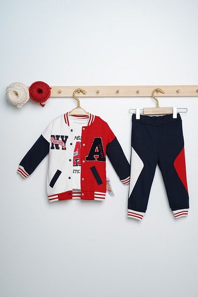 Mai Perla A 3-Piece Baby Set with Embroidered College Jacket