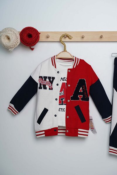 Mai Perla A 3-Piece Baby Set with Embroidered College Jacket