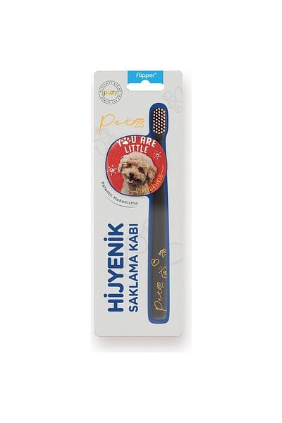 Flipper Pets Hygienic Storage Container And Adult Toothbrush Set-poodle Dog