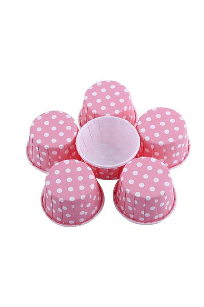 DM ONLINE Pink Polka Dot Cupcake Mold 25 Pieces Muffin Cake Capsules
