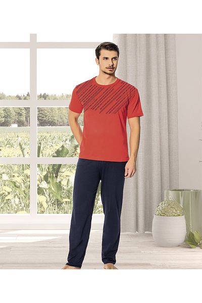 Ayans Pijama Single Jersey Dowry Red 3-Piece Men's Pajama Set