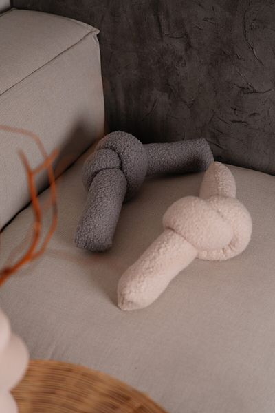 sevaradekor Teddy Pillow Boucle Pillow Love Knot Μαξιλάρι Μπεζ μαξιλάρι με κόμπο