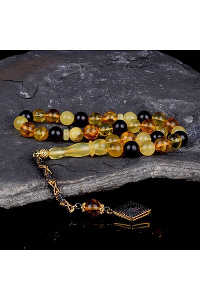 Tesbihsepetim ZIRCON STONE TASSELED COLOR MIXED NATURAL DROP AMBER Rosary
