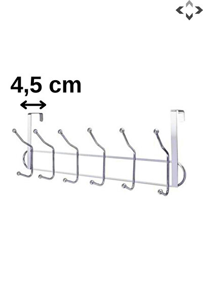 LİGROUND 12 Kancalı Krom Kapı Arkası Askısı Çelik Amerikan Oda Kapısı Askılığı 4,5 Cm