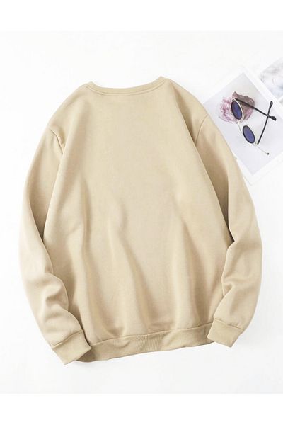 FAVORİST Cute Bear Printed Crew Neck Oversize βαμβακερό φούτερ (ΜΕΓΑΛΗ ΕΦΑΡΜΟΓΗ)