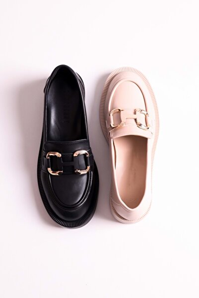 Shoeberry Women's Solea Beige Skin Buckled Loafer Beige Skin