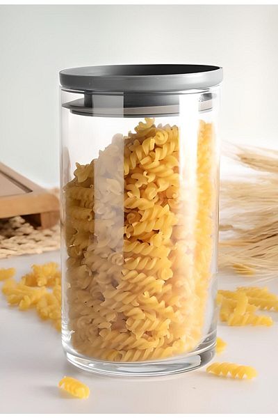 Paşabahçe 43736 Gray Vacuum Glass Jar - 8-Piece Food Storage Set