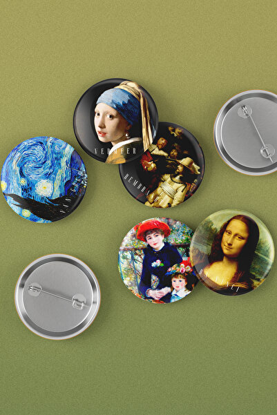 Varyant Classic Art - Barok Konsept - 5 Adet İğneli Rozet - Şapka - Broş - Çanta