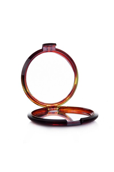 KOZEL EXTRA Lux Yuvarlak İkili Çanta Aynası Kahverengi