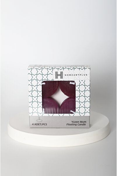 homeartplus 4 Lü Mor Renk Büyük Boy Yüzen Mum