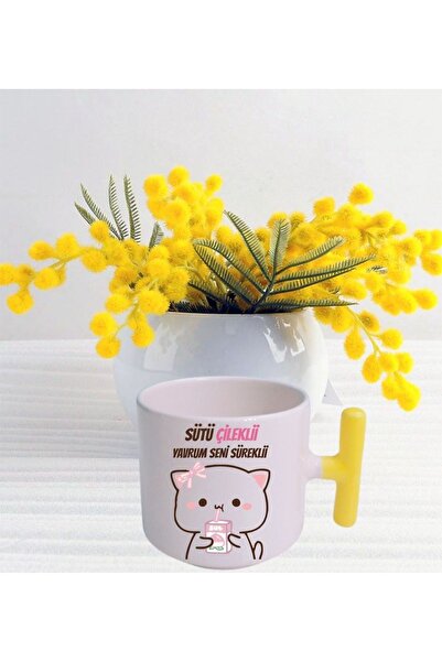 HobiShop Sutu Strawberry Yellow Handle t Mug