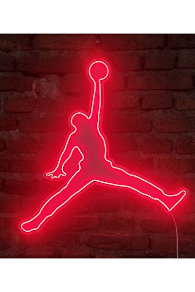 Neon Michael Jordan Neon LED Duvar Aydınlatması kırmızı - 62x58 cm