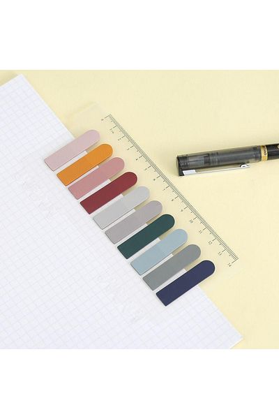 NaSaDAN 10 Colors Earth Tones Transparent Postit with Ruler 200 Sheets