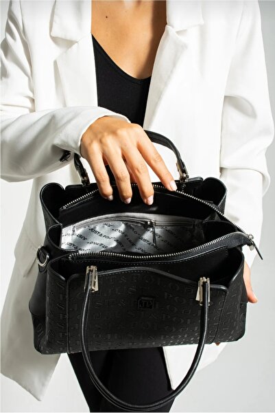 Just Polo Women's Black Hand and Shoulder Bag-4099