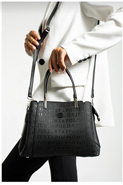 Just Polo Women's Black Hand and Shoulder Bag-4099