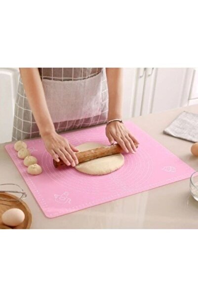 HOLLYHOME Büyük Boy Silikon Hamur Açma Matı Pembe/fuşya 40x50cm