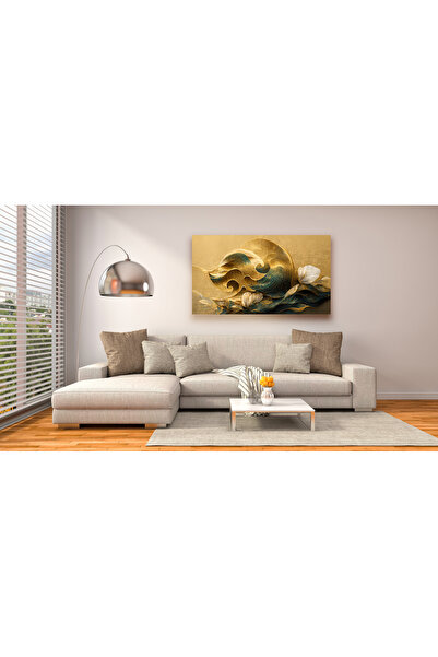 CANVASUM Gold Colored Abstract Flower Canvas Print Art030263