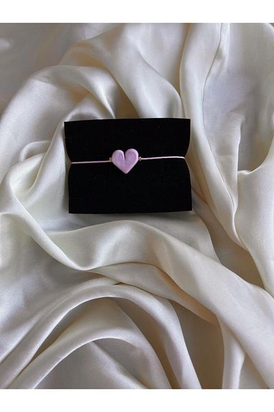 PEONY - peonyofficiall Pink Heart Glass Murano Pink String Bracelet