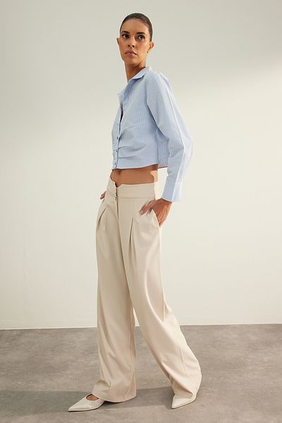 Trendyol Collection Stone Premium Quality Wide Leg Wide/Leg Woven Pants Twoaw24Pl00188 Palazzo