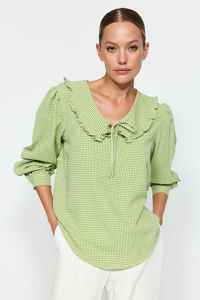 Trendyol Collection Green Collar Detailed Woven Blouse TWOAW22BZ0097