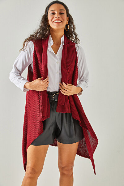 Olalook Women's Burgundy Thessaloniki Knit Asymmetrical Cut Knit Vest YLK-19000020
