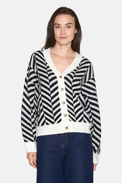 Sister's Point Strickjacke - Damen/Mädchen - Creme/Schwarz